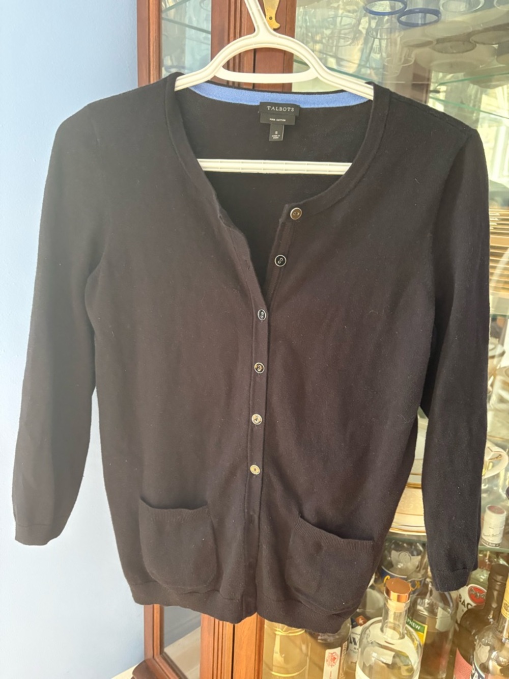 Talbots Black Women's Button-Front Cardigan with Front Pockets